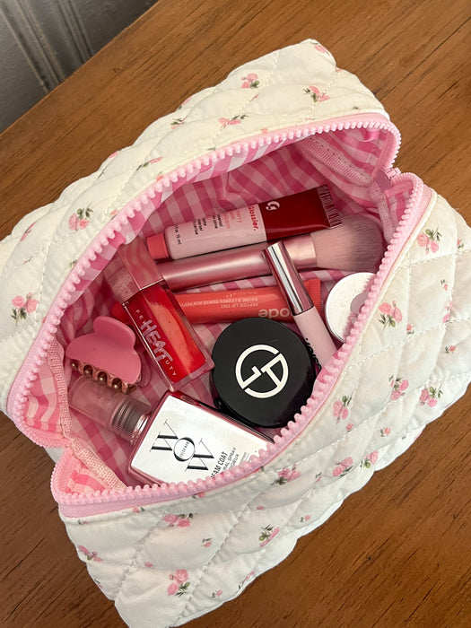 Pink Rose Makeup Bag