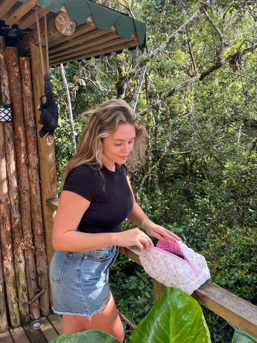 Pink Rose Makeup Bag